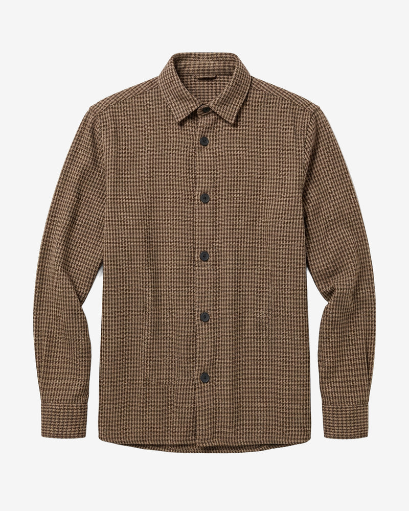 KnowledgeCotton Apparel - MEN Loose houndtooth overshirt Overshirts 7035 Dark Brown check