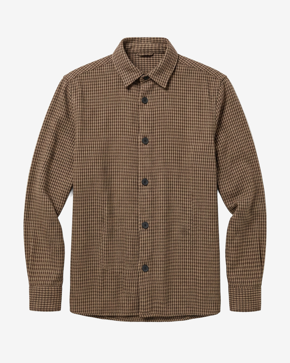 KnowledgeCotton Apparel - MEN Loose houndtooth overshirt Overshirts 7035 Dark Brown check