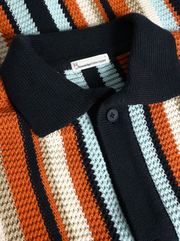 KnowledgeCotton Apparel - MEN Loose knit shirt Knits 8021 Blue stripe