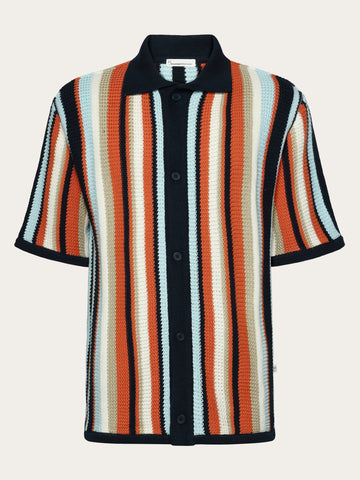 KnowledgeCotton Apparel - MEN Loose knit shirt Knits 8036 Navy