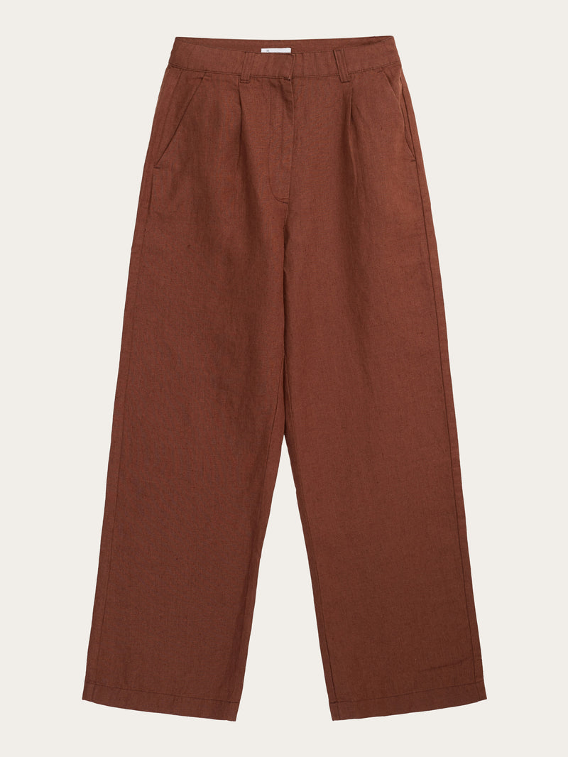 KnowledgeCotton Apparel - WMN Loose natural linen pants Pants 1441 Tiramisu