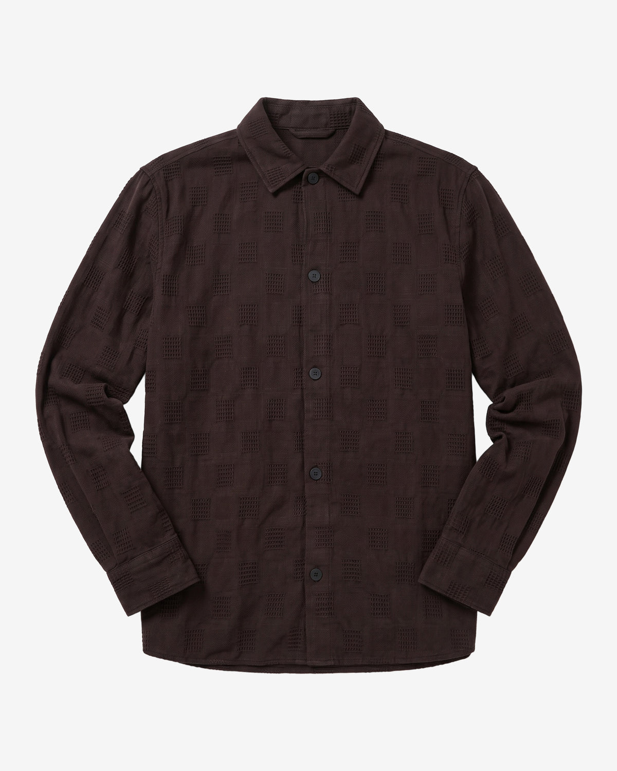 KnowledgeCotton Apparel - MEN Loose structure overshirt Overshirts 1487 Chocolate Torte
