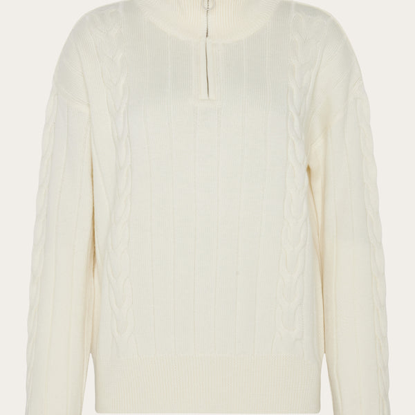 Merino Half Zip High Neck RWS - Egret