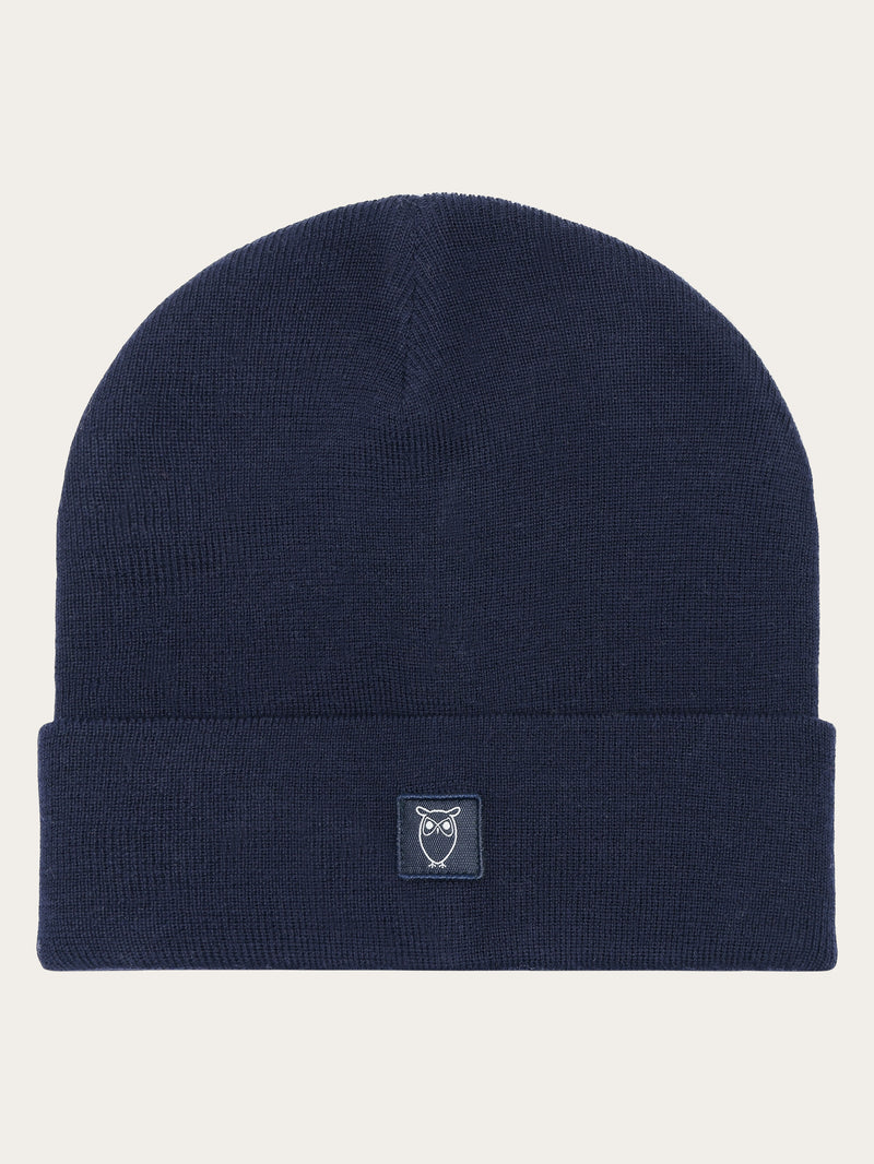 KnowledgeCotton Apparel - UNI Merino Wool Double Layer Beanie RWS Hats 1001 Total Eclipse