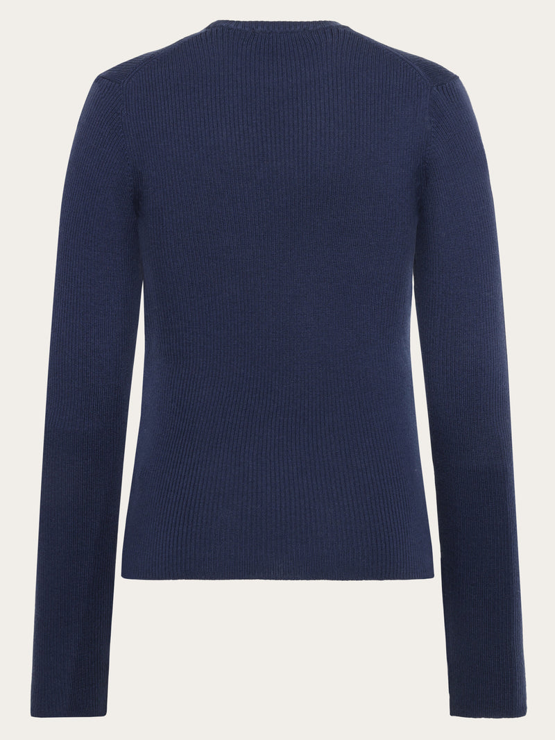 KnowledgeCotton Apparel - WMN Merino Wool Rib Knit RWS Knits 1001 Total Eclipse