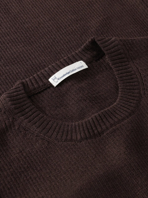 KnowledgeCotton Apparel - WMN Merino Wool Rib Knit RWS Knits 1487 Chocolate Torte