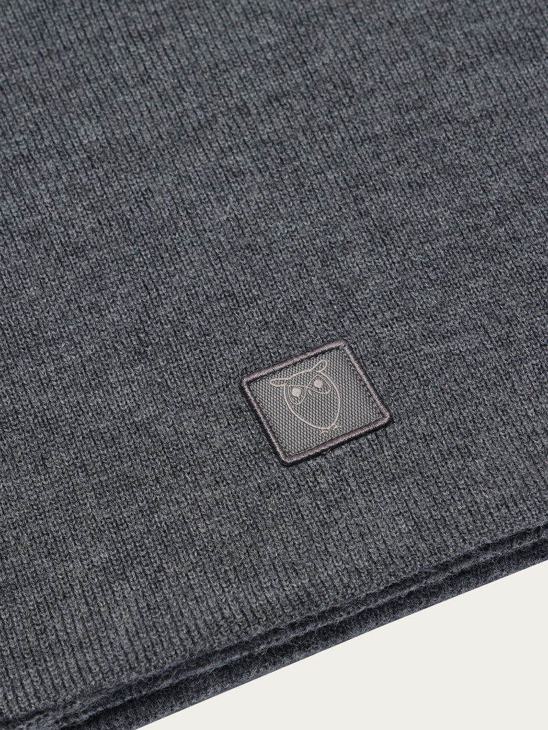 KnowledgeCotton Apparel - UNI Merino Wool Scarf RWS Scarfs 1073 Dark Grey Melange