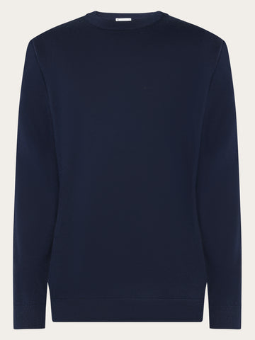 KnowledgeCotton Apparel - MEN Merino crew neck sweater Knits 1001 Total Eclipse