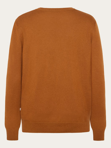 KnowledgeCotton Apparel - MEN Merino crew neck sweater Knits 1485 Pumpkin Spice