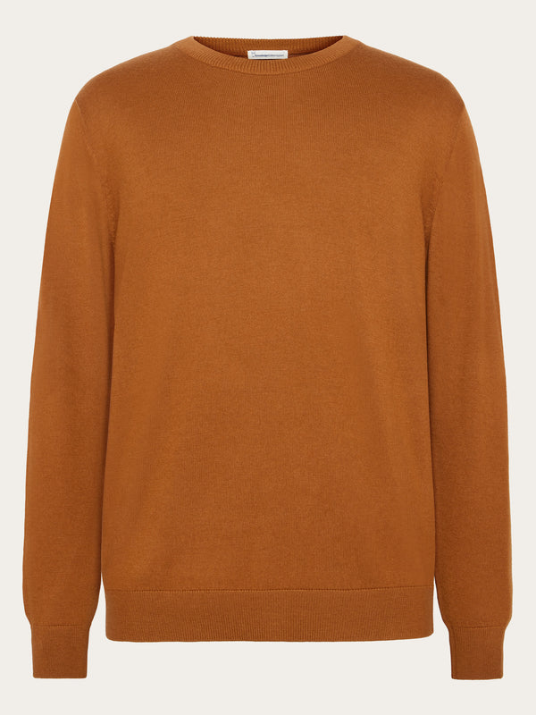KnowledgeCotton Apparel - MEN Merino crew neck sweater Knits 1485 Pumpkin Spice