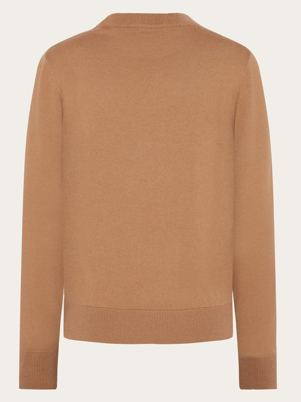 KnowledgeCotton Apparel - WMN Merino crew neck sweater Knits 1484 Apple Cinnamon