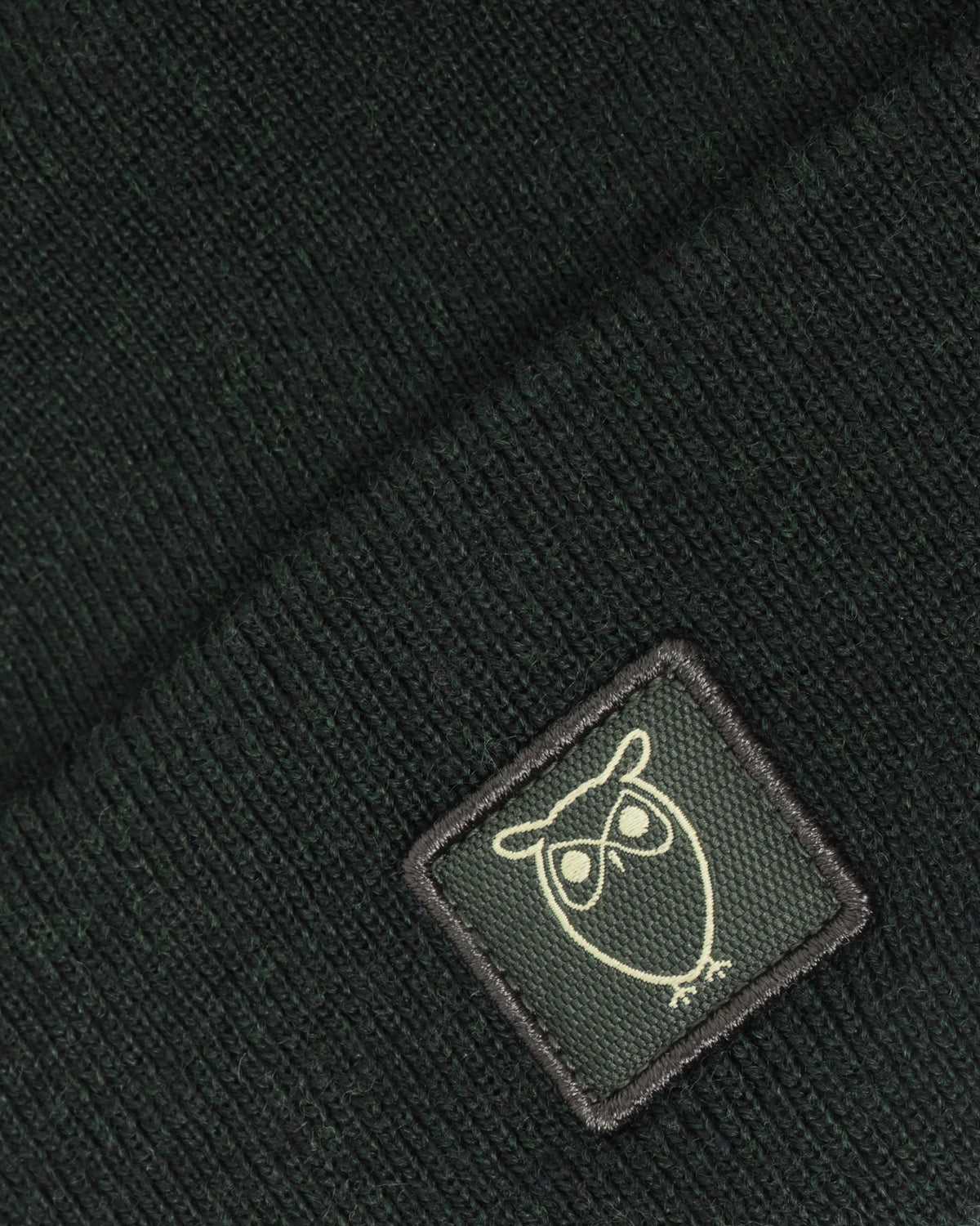 KnowledgeCotton Apparel - UNI Merino double layer badge beanie Hats 1090 Forest Night