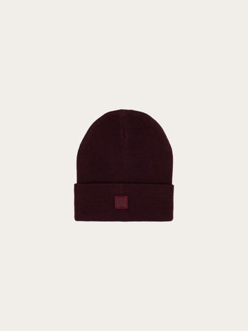 KnowledgeCotton Apparel - UNI Merino double layer badge beanie Hats 1281 Fig