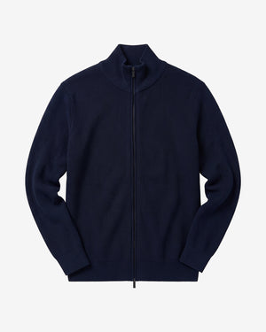 KnowledgeCotton Apparel - MEN Merino full zip sweater Knits 1001 Total Eclipse