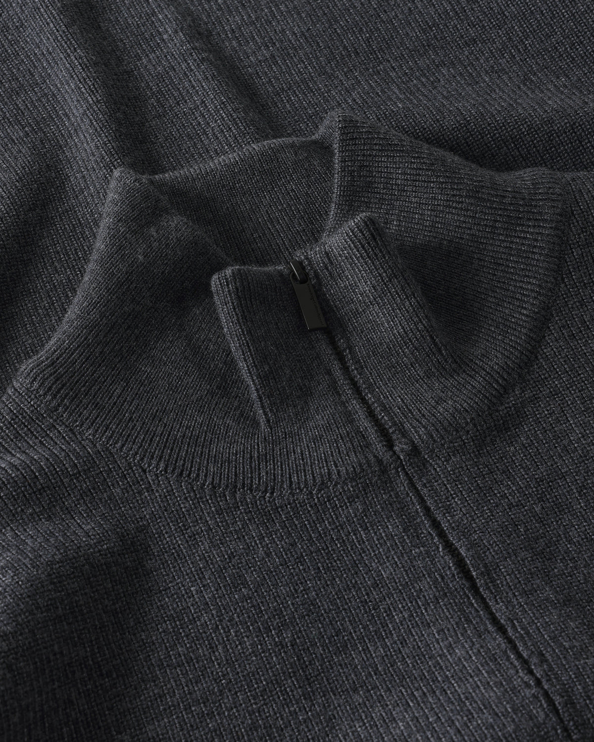 KnowledgeCotton Apparel - MEN Merino full zip sweater Knits 1073 Dark Grey Melange