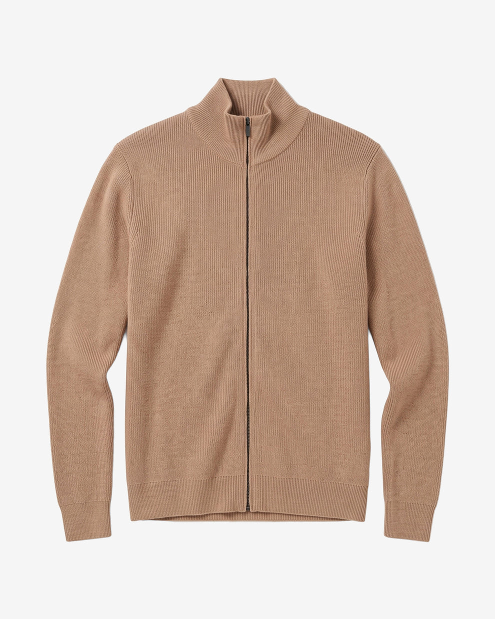 KnowledgeCotton Apparel - MEN Merino full zip sweater Knits 1336 Kelp melange