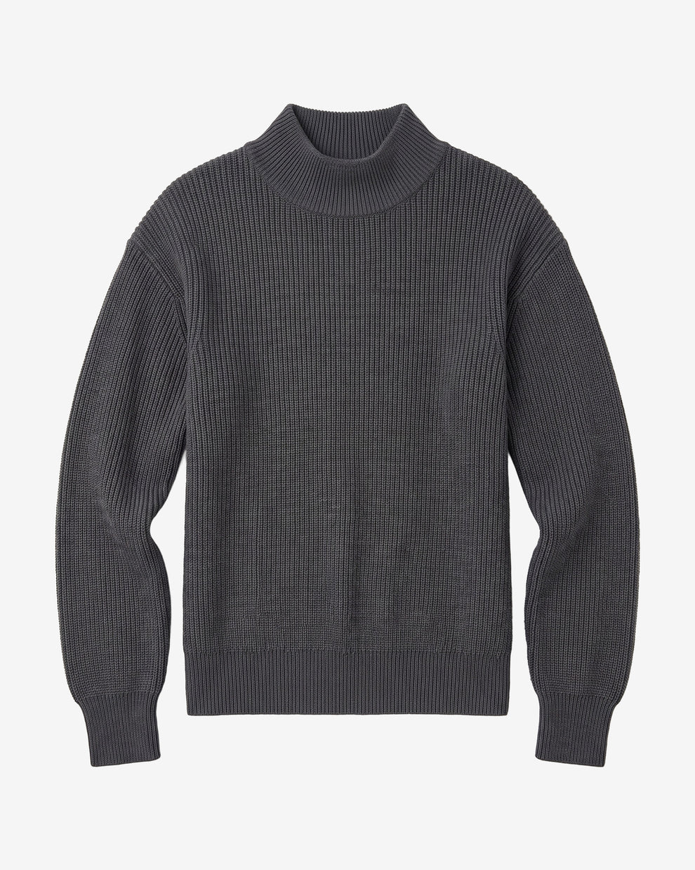 KnowledgeCotton Apparel - WMN Merino high neck sweater Knits 1073 Dark Grey Melange