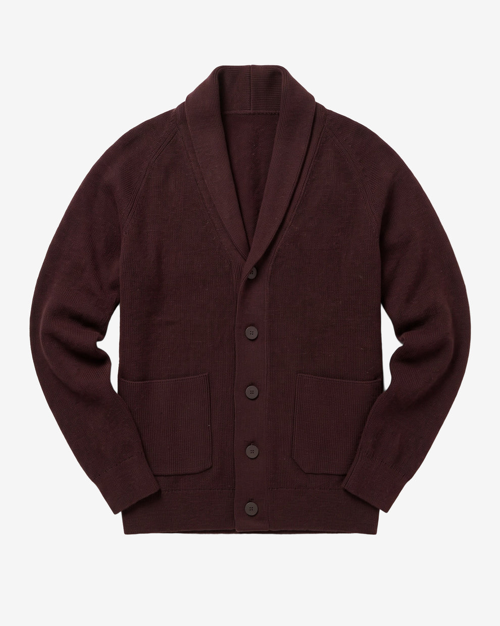 KnowledgeCotton Apparel - MEN Merino knit cardigan Knits 1487 Chocolate Torte