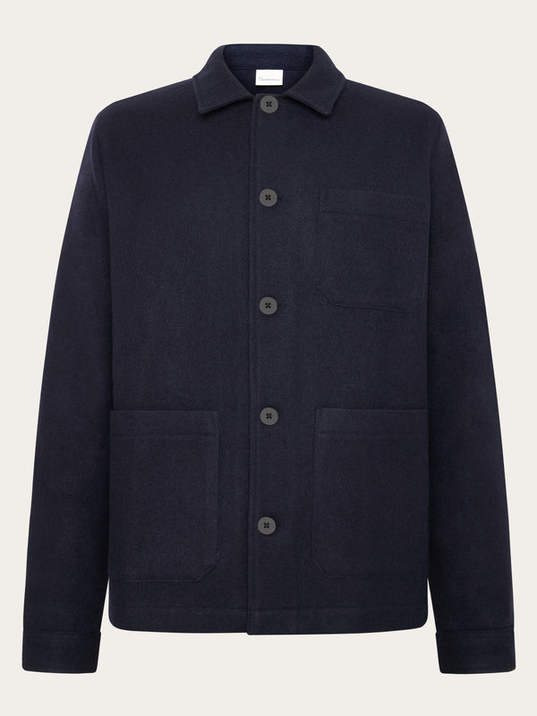 KnowledgeCotton Apparel - MEN Merino overshirt Overshirts 1412 Night Sky