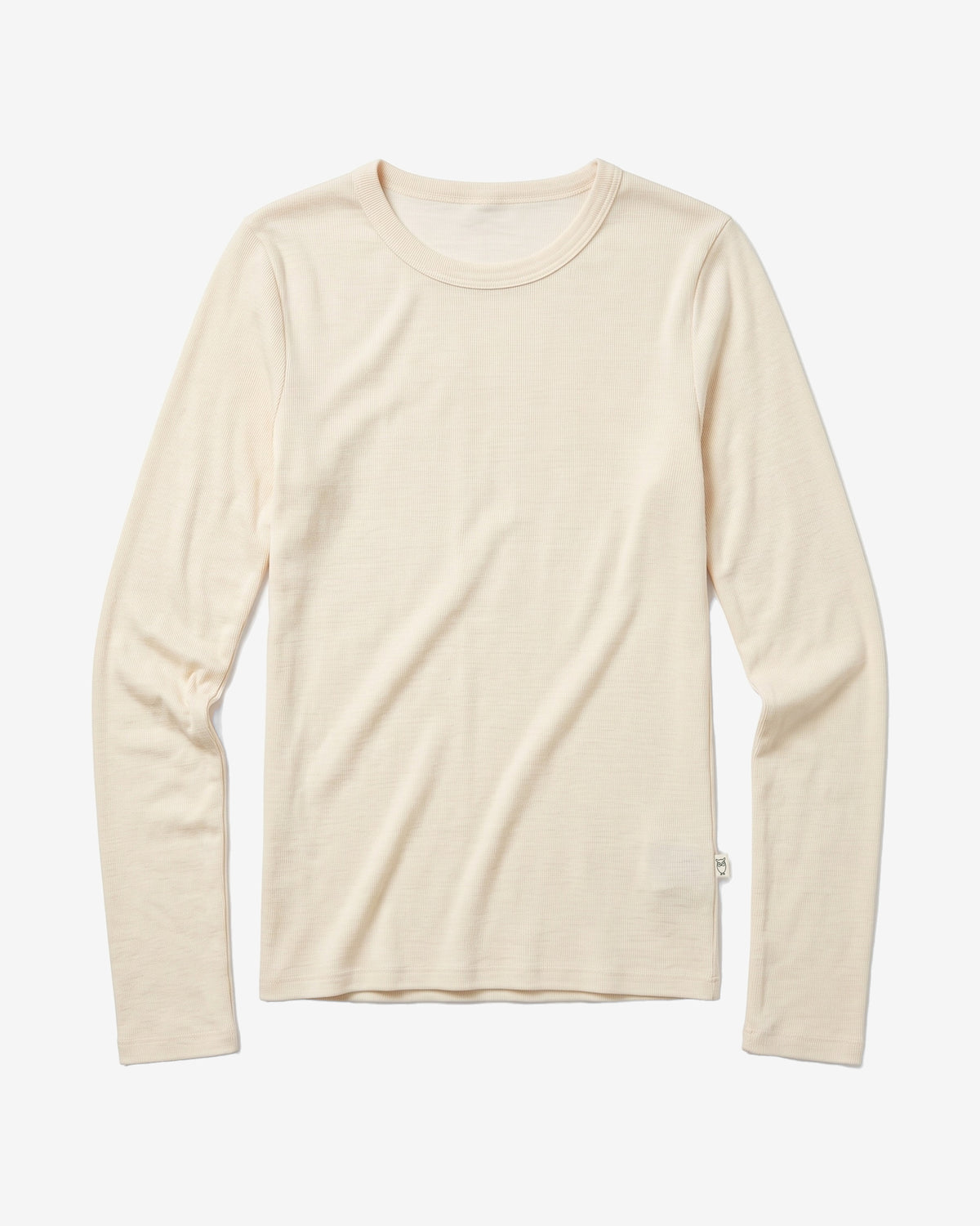 KnowledgeCotton Apparel - WMN Merino rib long sleeve t-shirt Long Sleeves 1387 Egret