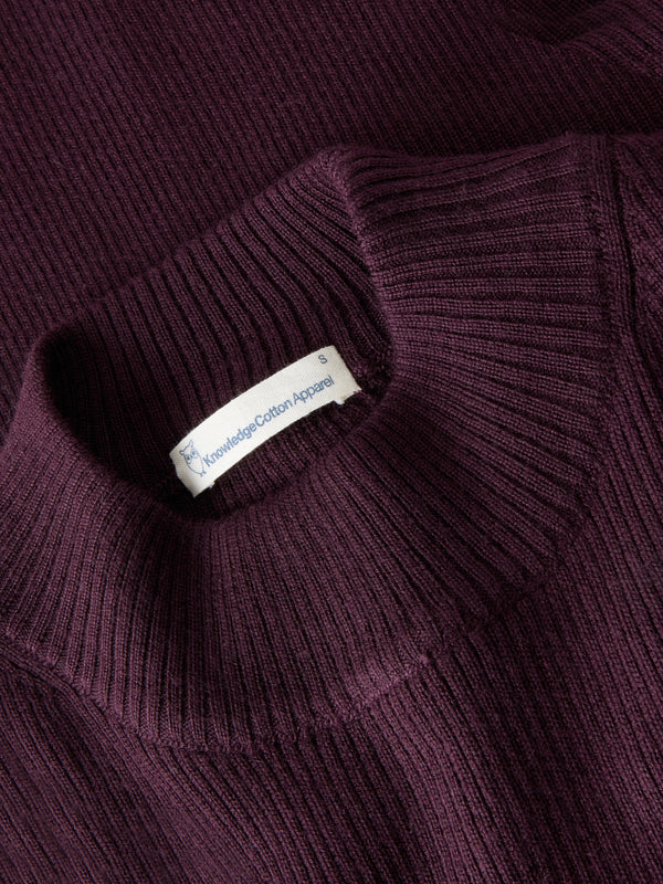 KnowledgeCotton Apparel - WMN Merino rib mock neck long sleeve t-shirt Knits 1281 Fig