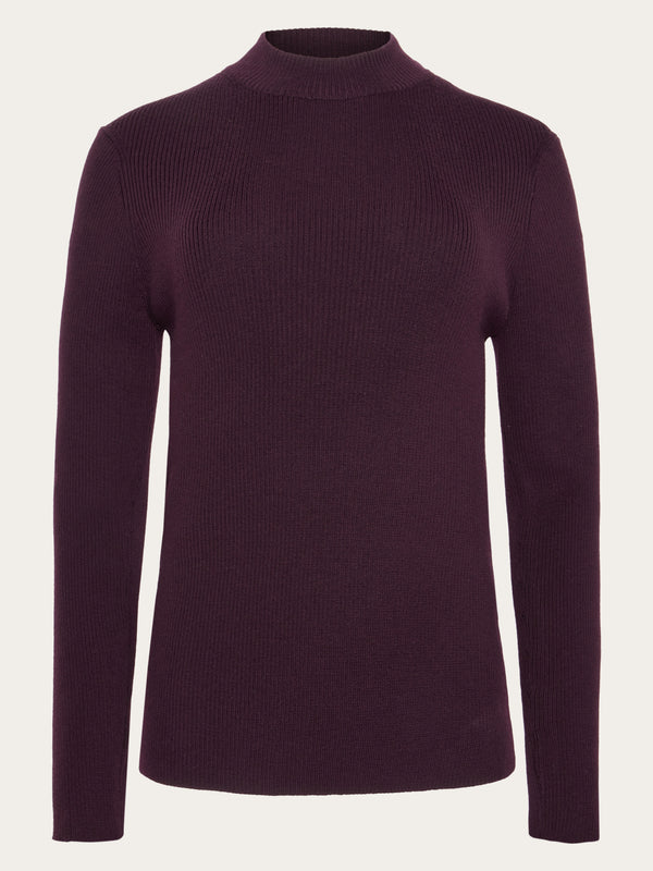 KnowledgeCotton Apparel - WMN Merino rib mock neck long sleeve t-shirt Knits 1281 Fig