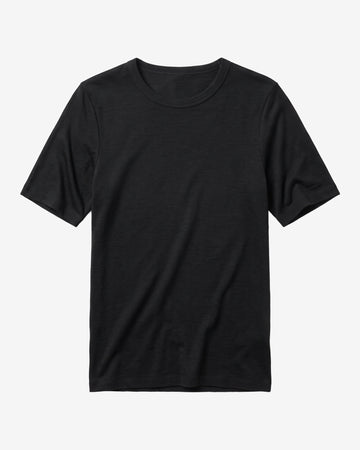 KnowledgeCotton Apparel - WMN Merino rib t-shirt T-shirts 1300 Black Jet
