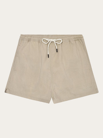 KnowledgeCotton Apparel - MEN Mid-thigh seersucker swimshorts Swimshorts 8033 Creme Stripe