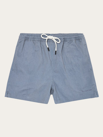 KnowledgeCotton Apparel - MEN Mid-thigh seersucker swimshorts Swimshorts 1226 Vintage Indigo