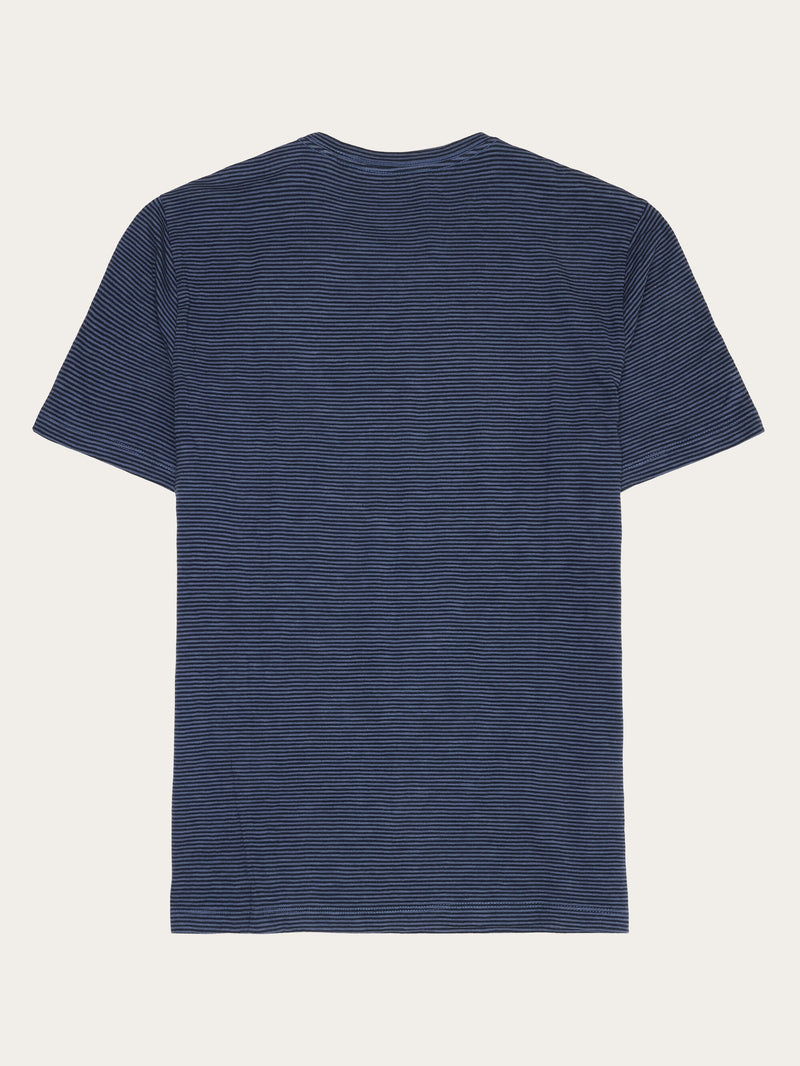 KnowledgeCotton Apparel - MEN Narrow striped slub t-shirt T-shirts 8036 Navy