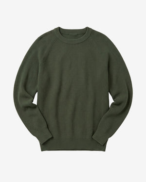 KnowledgeCotton Apparel - MEN O-neck merino wool rib knit Knits 1068 Burned Olive