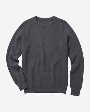 KnowledgeCotton Apparel - MEN O-neck merino wool rib knit Knits 1073 Dark Grey Melange
