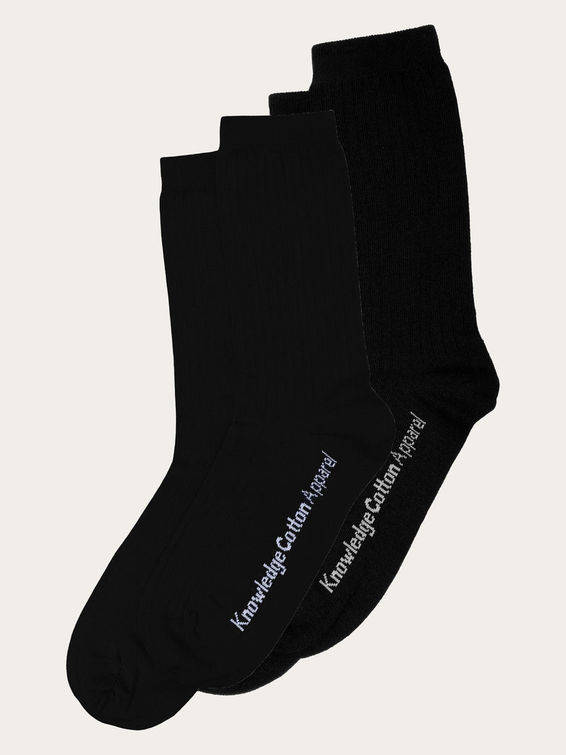 KnowledgeCotton Apparel - UNI Organic Cotton 2-Pack Classic Sock GOTS/Vegan Socks 1300 Black Jet