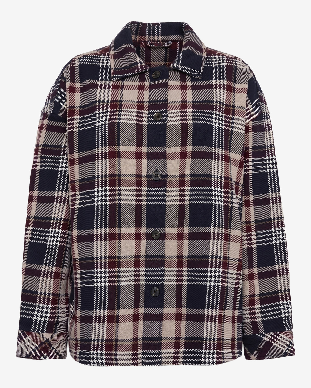 KnowledgeCotton Apparel - WMN Organic Cotton Checked Flannel Overshirt GOTS Overshirts 7030 Beige check
