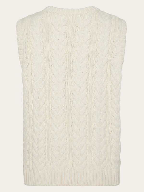 KnowledgeCotton Apparel - WMN Organic Cotton Crew Neck Vest - Regenerative Organic Certified™ - GOTS/Vegan Knits 1387 Egret