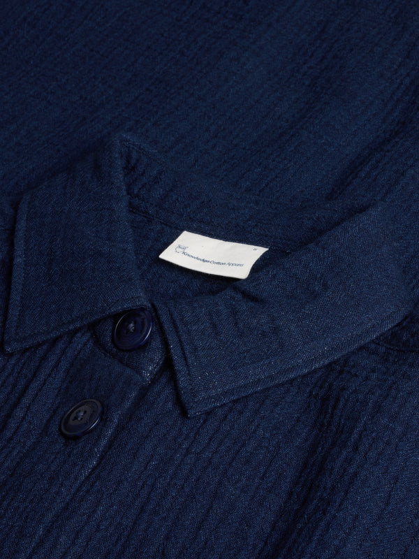 KnowledgeCotton Apparel - WMN Organic Cotton Dobby Overshirt GOTS/Vegan Overshirts 1483 Indigo