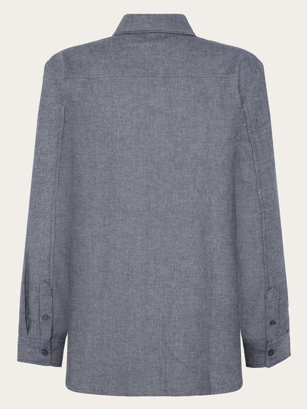 KnowledgeCotton Apparel - WMN Organic Cotton Flannel Shirt GOTS Shirts 1412 Night Sky