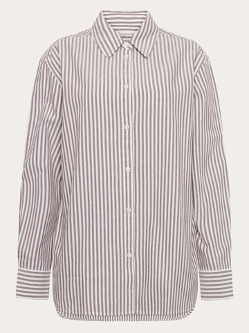 KnowledgeCotton Apparel - WMN Organic Cotton Oxford Shirt GOTS Shirts 8025 Red Stripe