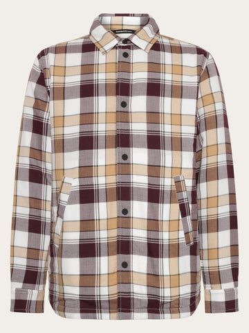 KnowledgeCotton Apparel - MEN Organic Cotton Padded Overshirt OCS Overshirts 7025 Red check