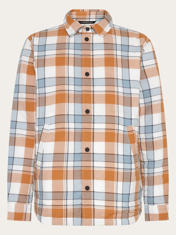 KnowledgeCotton Apparel - MEN Organic Cotton Padded Overshirt OCS Overshirts 7029 Orange check