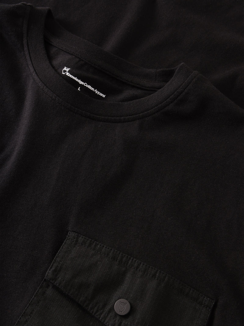 KnowledgeCotton Apparel - MEN Organic Cotton Pocket T-shirt GOTS T-shirts 1300 Black Jet
