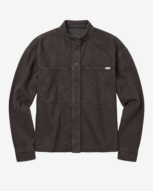 KnowledgeCotton Apparel - WMN Organic Cotton Twill Overshirt GOTS Overshirts 1487 Chocolate Torte