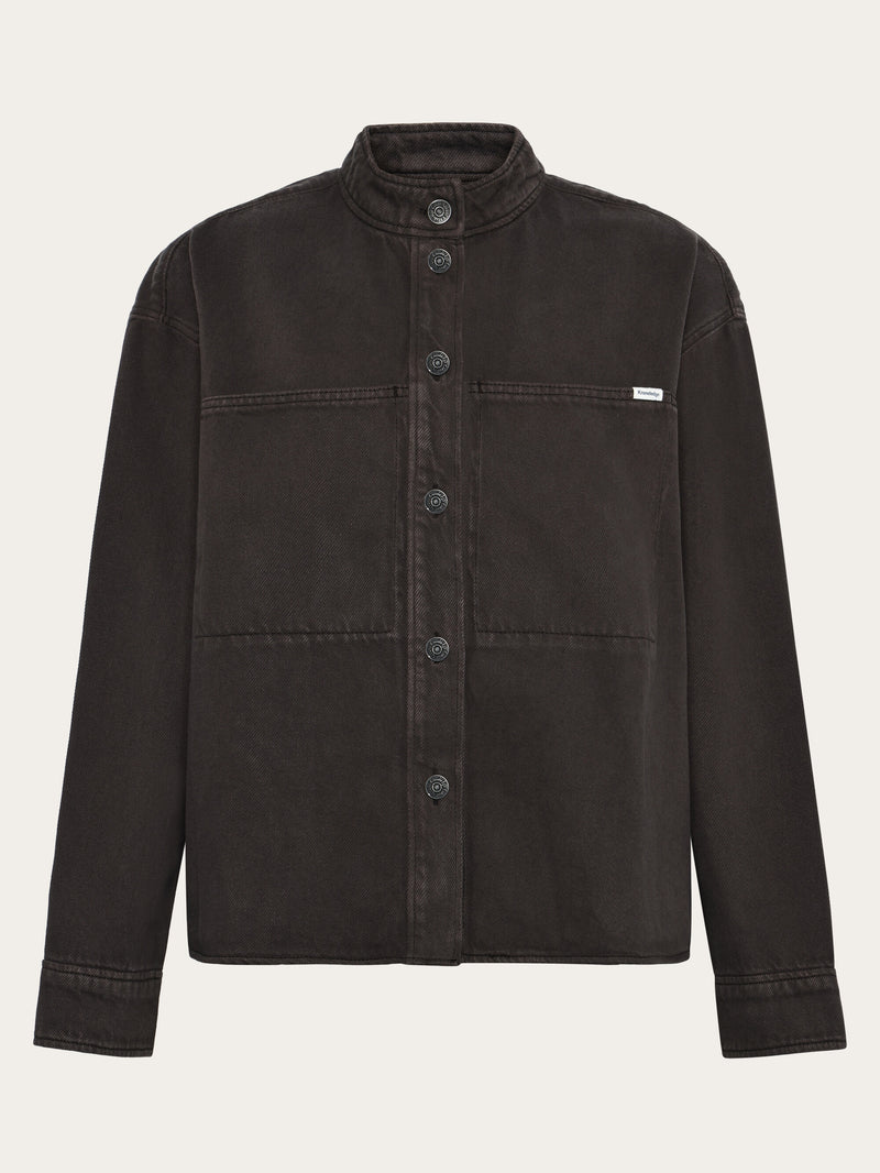 KnowledgeCotton Apparel - WMN Organic Cotton Twill Overshirt GOTS Overshirts 1487 Chocolate Torte