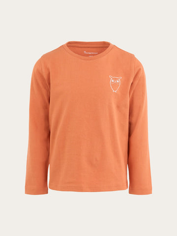 KnowledgeCotton Apparel - YOUNG Owl long sleeve t-shirt Long Sleeves 1367 Autumn Leaf