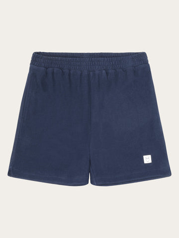 KnowledgeCotton Apparel - WMN POSEY elastic waist bouclé shorts - GOTS/Vegan Shorts 1412 Night Sky