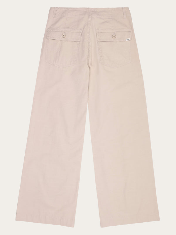 KnowledgeCotton Apparel - WMN POSEY wide slub pants Pants 1228 Light feather gray