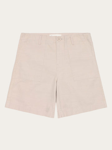 KnowledgeCotton Apparel - WMN POSEY mid-rise wide slub yarn shorts - GOTS/Vegan Shorts 1228 Light feather gray