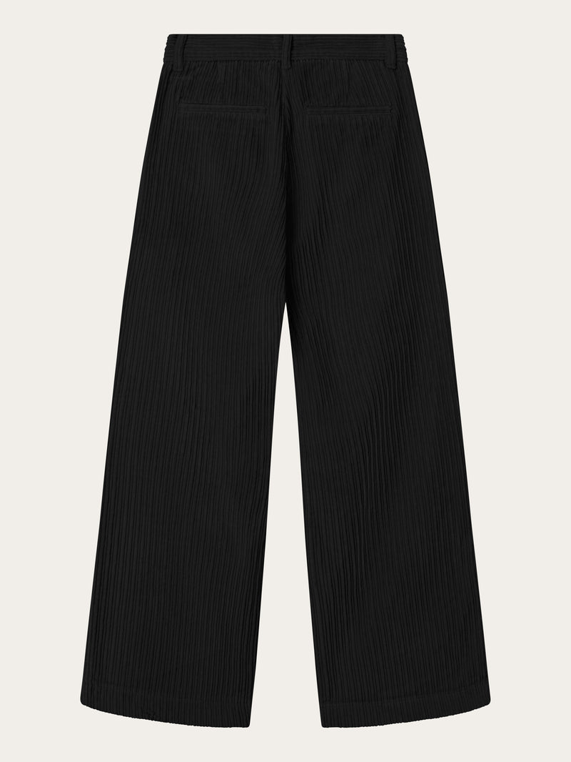 KnowledgeCotton Apparel - WMN POSEY wide high-rise irregular corduroy pants Pants 1300 Black Jet