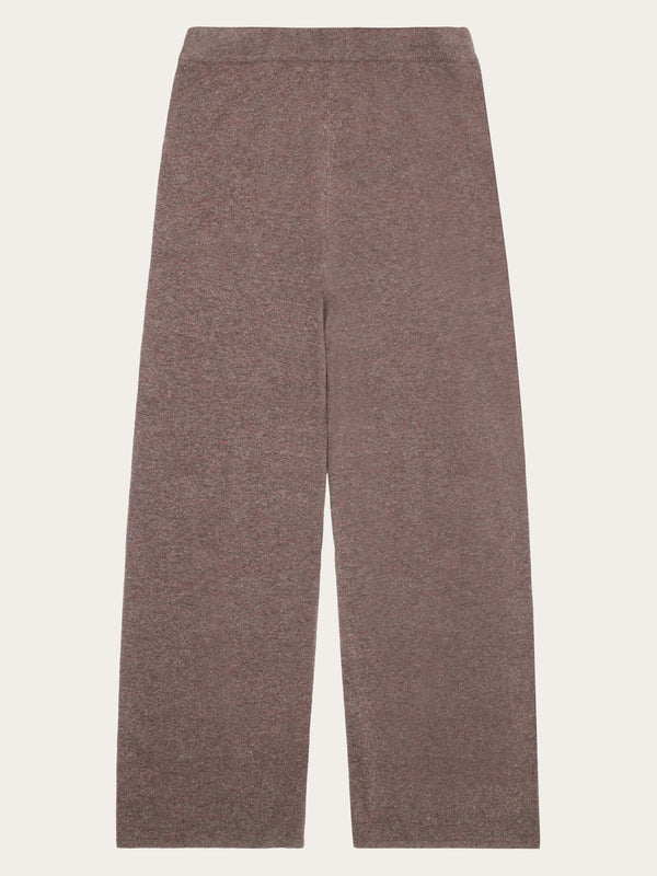 KnowledgeCotton Apparel - WMN POSEY wide mid-rise knitted pants - RWS Pants 1243 Demitasse (brown)
