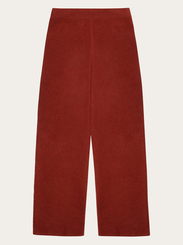 KnowledgeCotton Apparel - WMN POSEY wide mid-rise knitted pants - RWS Pants 1478 Fired Brick